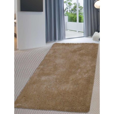 GLITZY RUGS 2 ft. 6 in. x 8 ft. Hand Tufted Shag Polyester Runner RugIvory UBSK00111T0017G24